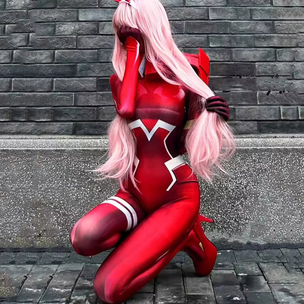 Anime Cosplay Zero Two - Rosa cosplay querido no franxx 02