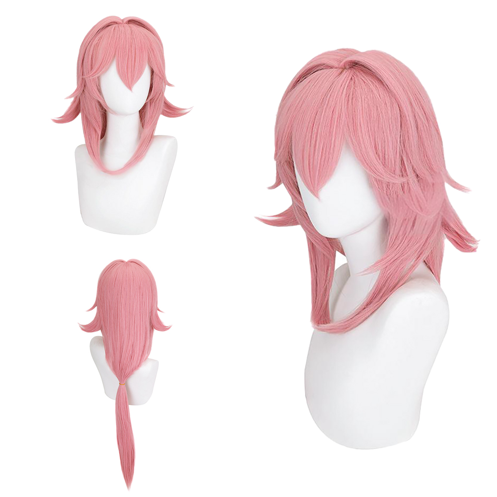 Cosplay Anime Yae Miko - Peruca Cosplay Yae Miko 1:1 com
