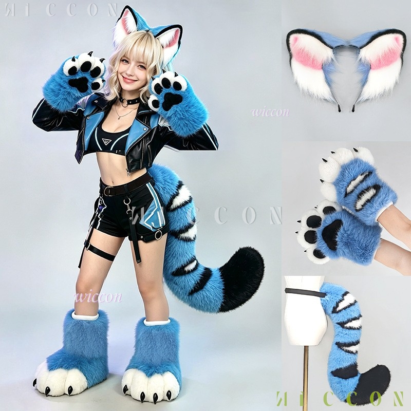 Anime Cosplay Girl Costume - Conjunto de orelhas e cauda de