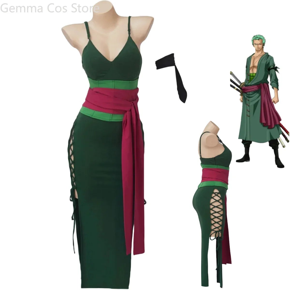 Anime Zoro Cosplay Female - Anime roronoa zoro cosplay traje versão