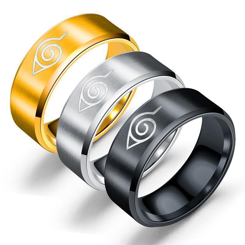 Anime Cosplay Naruto - Anel de Aço Inoxidável e Titânio