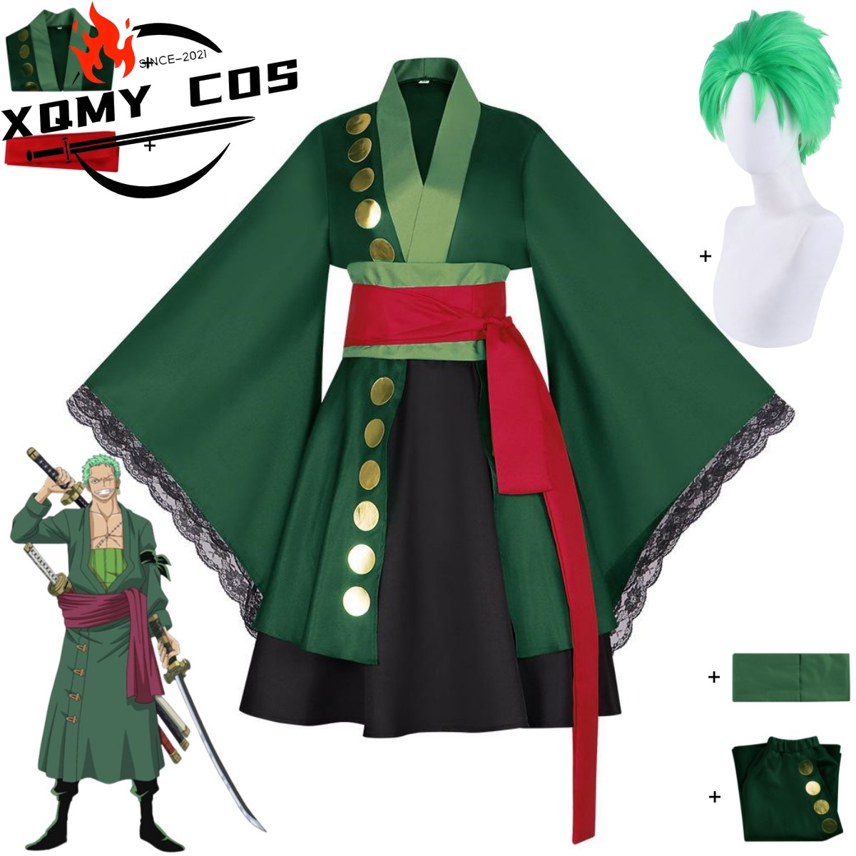Xqanime roronoa zoro cosplay t - Anime Zoro Cosplay Female avaliação e preço