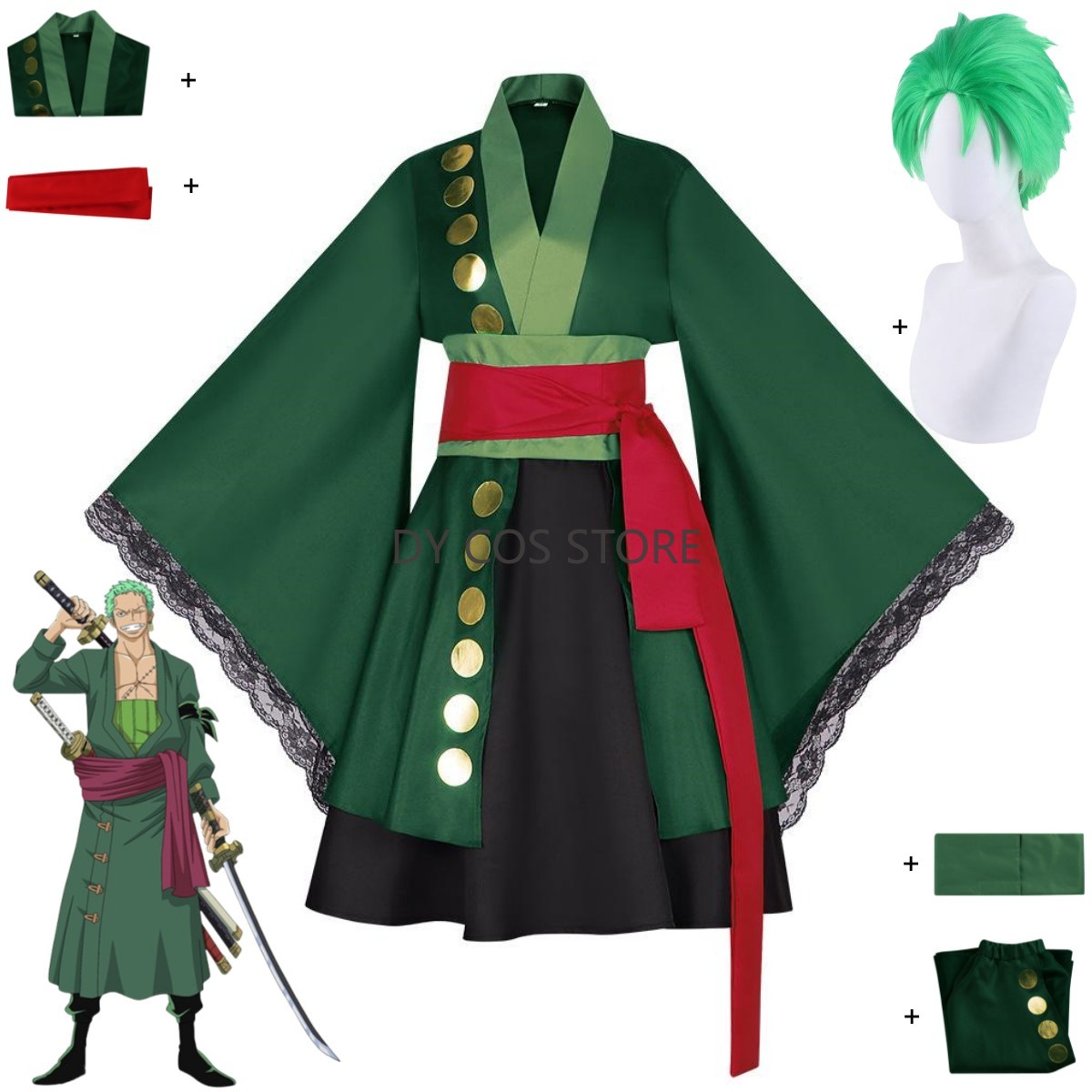 Anime roronoa zoro cosplay tra - Anime Zoro Cosplay Female avaliação e preço